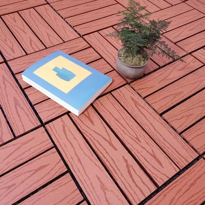 Terrastegels Houtcomposiet - Vloertegels Tuin - Buiten Decoreren - Klikmontage Snel - 30x30 cm - Baksteenpatroon