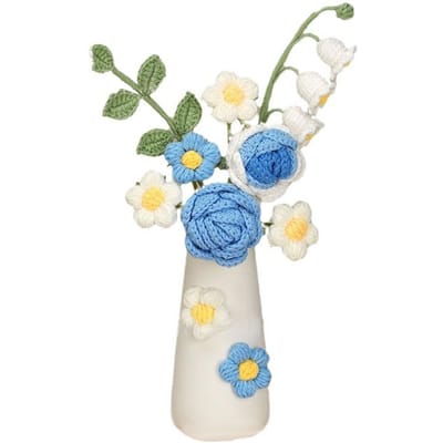 Simulatie Wollen Bloem Handgemaakt Breien Kunstbloem Gehaakte Gebreide Bloem met Keramiek