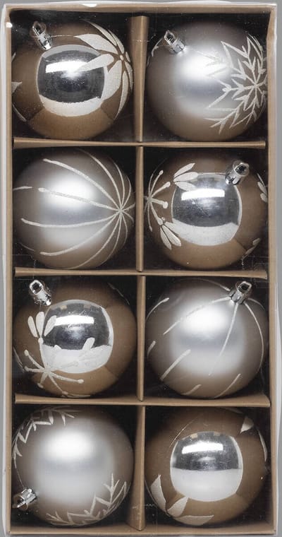Complete set van zilveren ballen, Ø 8 cm