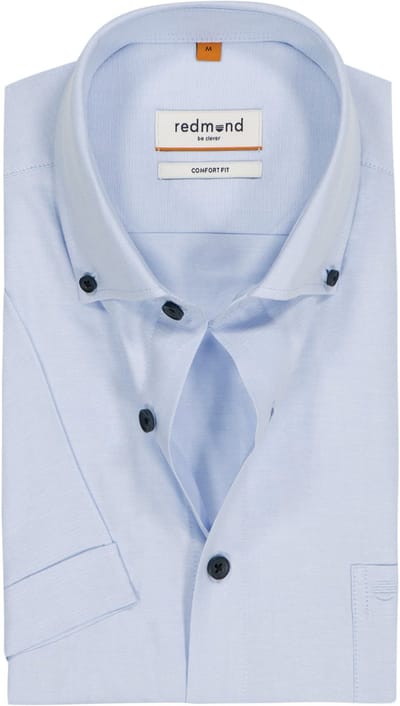 Redmond comfort fit overhemd - korte mouw - Oxford - blauw