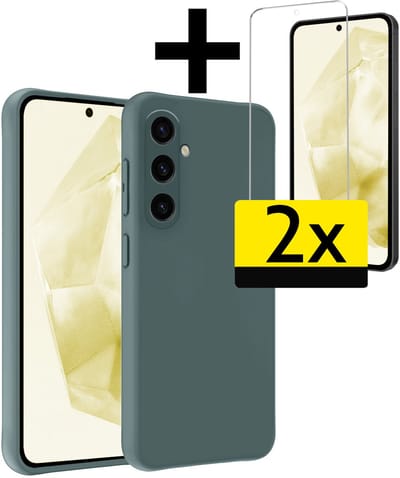 Hoesje - Met 2x Screenprotector - Geschikt voor Samsung Galaxy A36 - Sterk & Shockproof - Back Cover - Siliconen Case - Telefoon Hoes - Telefoonhoesjes - Donkergroen