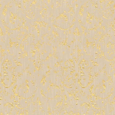 Barok behang Profhome 306602-GU textiel behang gestructureerd in barok stijl glanzend beige goud 5,33 m2