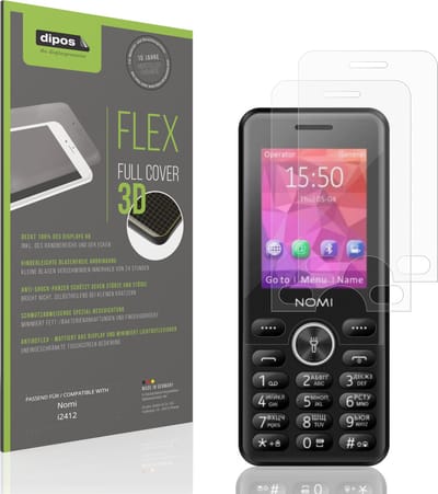 dipos FLEX – 2x Matte Screenprotector geschikt voor Nomi i2412 | Volledige Schermbescherming | Case-Friendly
