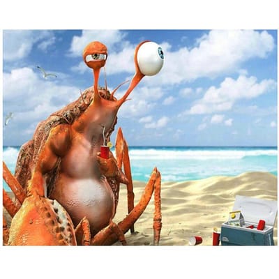 Volledige boor 5D DIY Diamond Painting kust cartoon krab Borduren Kruissteek 20X30CM gray