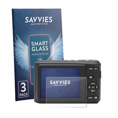 3 Stuks Savvies Screenprotector - geschikt voor Kodak Pixpro FZ45 - beschermfolie glas transparant