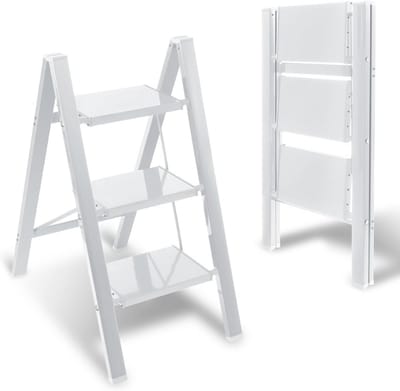 3-treden Vouwladder - Lichte Aluminium Ladder met Antislip Pedaal voor Huishouden en Kantoor