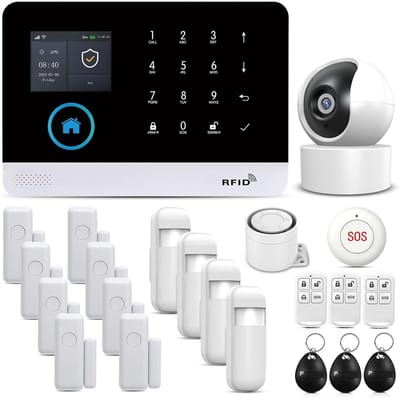 Draadloos Huisalarm - Beveiligingssysteem Camera - Slimme Woning Beveiliging - GSM WIFI Connectiviteit - 18x12x6 cm