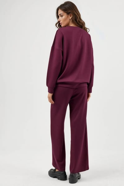 Modal Touch Crew Neck Sweatshirt en Wijd Model Broek Twee-Delige Set