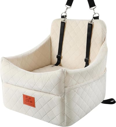 Hondenautostoeltje - Booster zitje - Veilig reizen - Afneembaar wasbaar - 48x19x12 cm - Beige