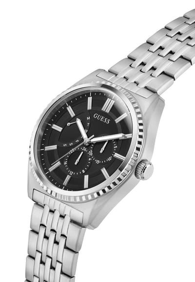 Guess Camden Quartz Analoog Horloge Zilverkleurig Kast Gemaakt Van 100% Roestvrij Staal En Een Armband Van 100% Roestvrij Staal 44 GW1051G1, GW1051G2, GW1051G6