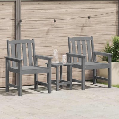 vidaXL Tuin eetkamerstoel 2 pcs Lichtgrijs 65,5 x 59 x 88 cm HDPE