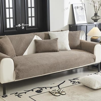 Nieuwe Pluche Bankovertrek met Dikke Strepen Hoge Kwaliteit Antislip Bankkussen Handdoek Effen Kleur Bankhoezen Woonkamerdecoratie 60x60cm 1pcs