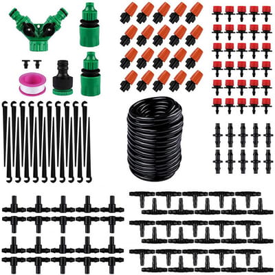 Bewateringsset Irrigatiesysteem 30m Slang Verstelbare Sproeier Druppelaar Bewateringsapparatuur Set voor Plant black