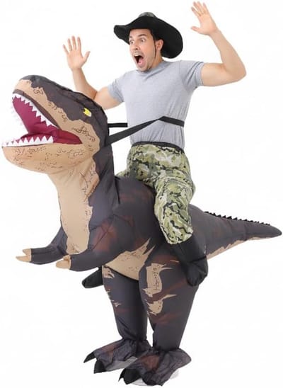 Opblaasbaar Dinosaurussen Kostuum Volwassene Ruiterkostuum voor Halloween Feesten 150-190 cm