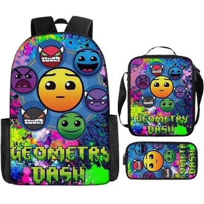 Geometry Dash Anime 3 Stuks/Set Rugzak Student School Schoudertas Kinderen Schattige Reisrugzak Kinder Verjaardagscadeau