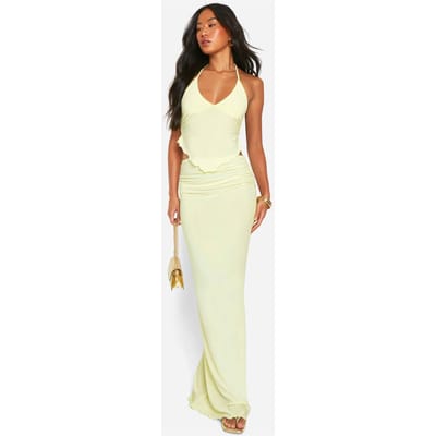 boohoo Dames Sla-zoom Kolom Maxi-Rok | Citroen | Maat: 42