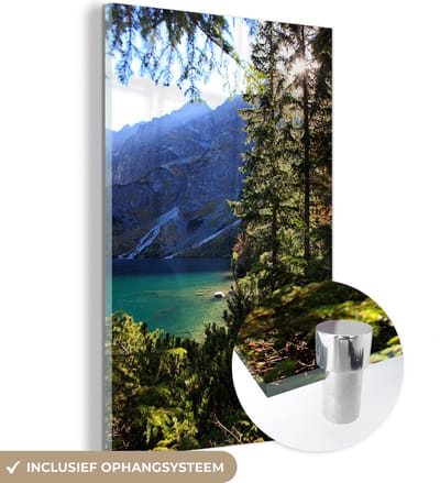 ® Glasschilderij 120x180 cm - Schilderij acrylglas - Het berglandschap en een turquoise meer in het nationaal park Tatra in Polen - Foto op glas - Muurdecoratie woonkamer - Wanddecoratie slaapkamer - Schilderijen