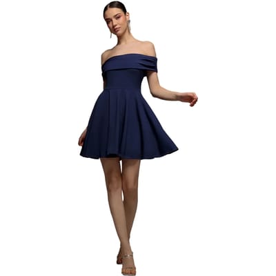 Mini Bustier Skater Dress in Crêpe Dames Goddiva