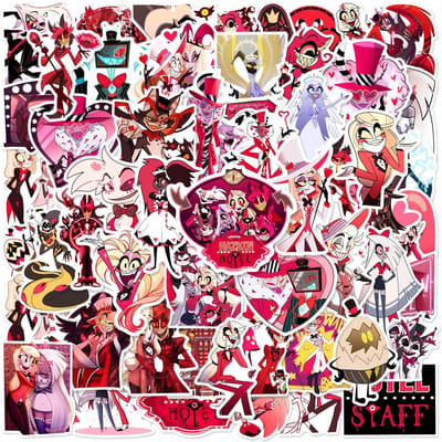 1056 Stuks Anime Hazbin El Stickers Cartoon Coole Persoonlijkheid Decoratie Doodle Decoratie Speelgoed Diy Skateboard Helm Scrapbook red
