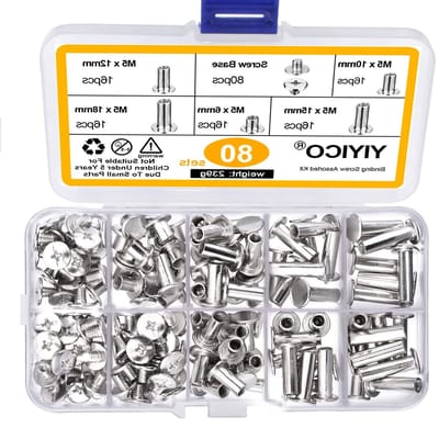 Metalen Ronde Hoofd Bevestigingsschroeven voor DIY Lederen Decoratie en Boekbinden - 80 Sets voor Creatieve Projecten