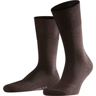 FALKE Airport Plus eenkleurig wol katoen sokken heren bruin - maat 45-46