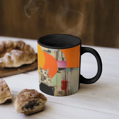 Magische Mok - Foto op Warmte Mokken - Koffiemok - Vrouw - Bril - Strik - Retro - Magic Mok - Beker - 350 ML - Theemok