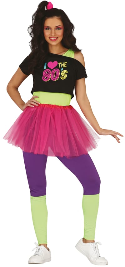 Kostuum Outfit Fitness Neon Disco Feest Jaren 80 M