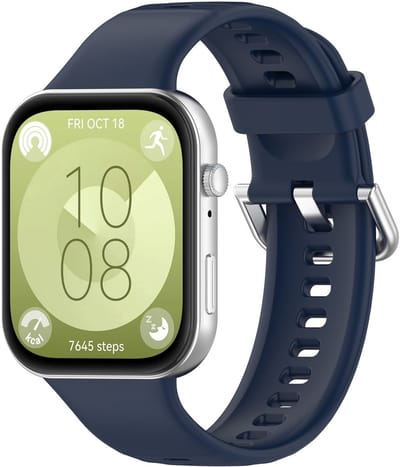 By Qubix - Siliconen bandje met gesp - Donkerblauw - geschikt voor Huawei Watch Fit 5 / 4 / 3