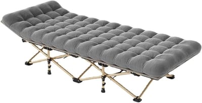 Kampeerbed Opvouwbaar - Vouwbed Volwassenen - Buiten Ontspannen - Met Uitneembare Mat - 190x71x35cm - Grijs