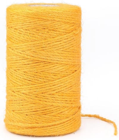 Jute Touw 100 m, 2 mm Dikte, Geel 3-Draads Knoopgaren voor Creatieve DIY Projecten en Tuinieren