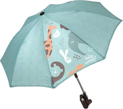 Kinderwagen Parasol - Universele Zonnekap - Bescherming Tegen Zon - Met Klembevestiging - Diameter 70cm - Dierenprint