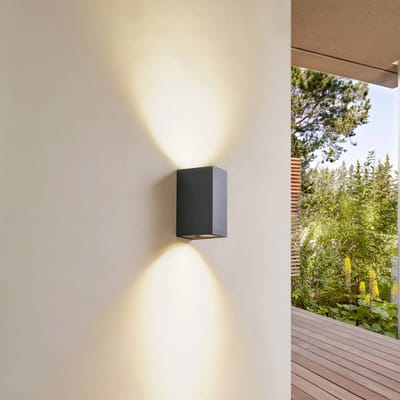 Lindby - Wandlamp buiten - 2lichts - Aluminium, glas - H: 15 cm - GU10 - donkergroen