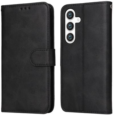 Lunso Geschikt voor Samsung Galaxy S25 Plus - bookcase hoesje portemonnee - Zwart