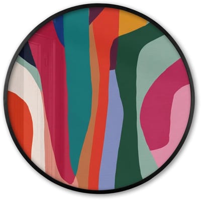 Poster in lijst Rond - Fotolijst 60x60 cm - Posters - Vormen - Bochten - Kleurrijk - Abstract - Ronde posterlijst zwart - Decoratie - Wanddecoratie woonkamer - Muurdecoratie slaapkamer