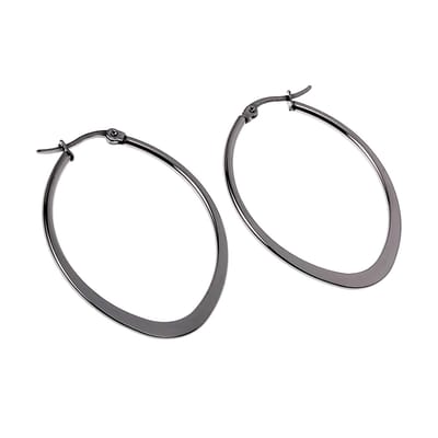 ∅40mm Oorbellen Dames - Gepolijst RVS - Ovale Oorringen