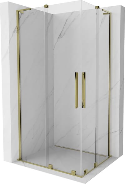 Mexen Velar L Duo schuifdouchecabine 90 x 80 , transparant, goud - 871-090-080-02-03-50