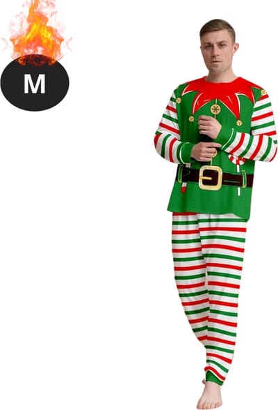 Bovista Kerst Pyjama - Heren - Kerstpyjama - Mannen - Slaapkleding Volwassenen - Set - Broek - Shirt - Christmas - Zwart - Maat M