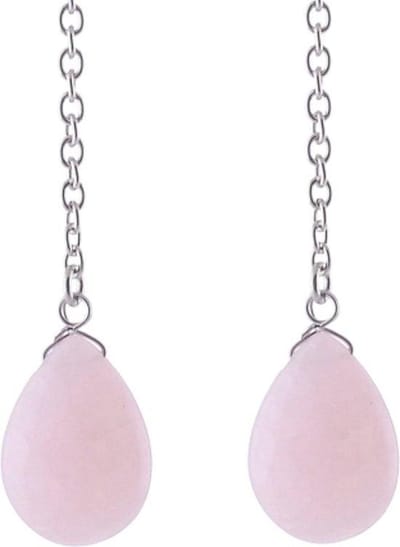 Behave - Lange oorbellen dames rozenkwarts druppel - boho romantisch