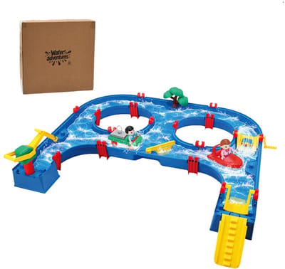 Sproutly Waterbaan - Dockyard - 76x88 cm - 57-delig Speelset - Met Sluis, Kraan & Amfibieauto - Waterspeelgoed voor Kinderen vanaf 3 jaar