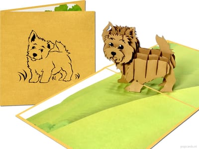 Popcards popupkaarten –West Highland Terrier Hond trouwe viervoeter Kindervriend Verjaardag Felicitatie pop-up kaart 3D wenskaart
