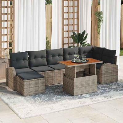 vidaXL Tuinbank Set met kussen 8 pcs Grijs