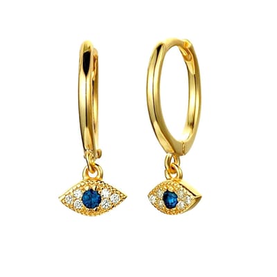 Oorring .925 Silver hanger blue eye 0.8x8 - goud - LMPiercings