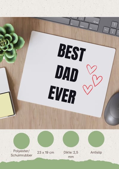 Akyol - best dad ever Muismat - Papa - cadeau papa - cadeau - verjaardag papa - 23 bij 19 cm