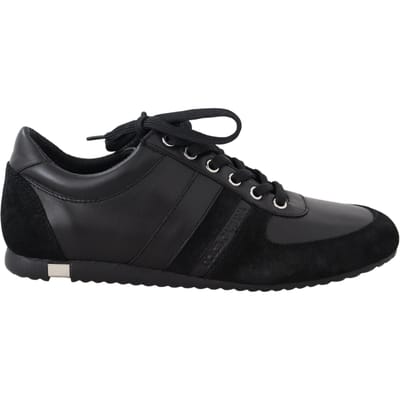 Dolce & Gabbana Heren Zwarte Logo Leren Casual Sneakers Schoenen