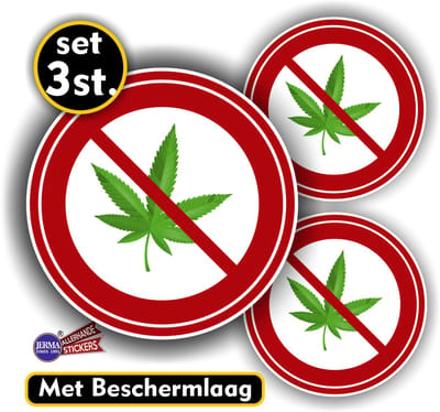 Jerma - Blowen - weed - cannabis - Stickers - 1x Ø 14 cm - 2x Ø 6 cm - Zelfklevend - Weerbestendig