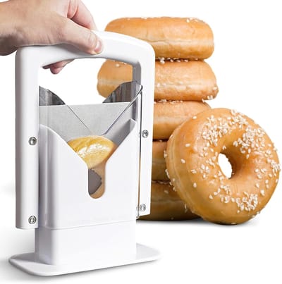 Guillotine Stijl Bagelsnijder - Handmatige Snijmachine - Snijmachine - Broodsnijder - Met Veiligheidsscherm - Wit