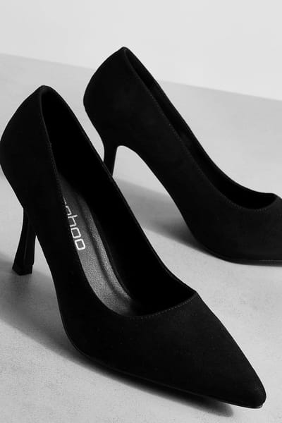 boohoo Dames Lage Stiletto Courtschoen | Zwart | Maat: 41