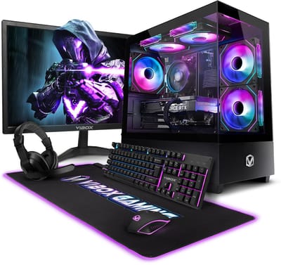 Vibox Gaming PC Set - Ryzen 5 5500 - RTX 5060 - 16GB RAM - 1TB SSD - Windows 11 - WiFi 6 + Bluetooth 5.4 - 23" Monitor + Accessoires