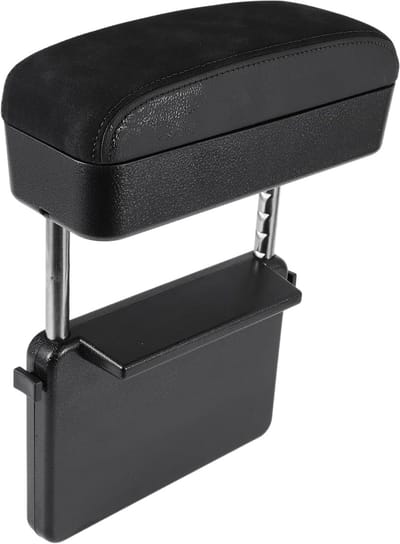 Middenconsolehoes voor auto met opbergdoos, kussen voor extra comfort, zwart suède, 28,5 x 23,5 x 9 cm, ideaal voor organisatie en bescherming