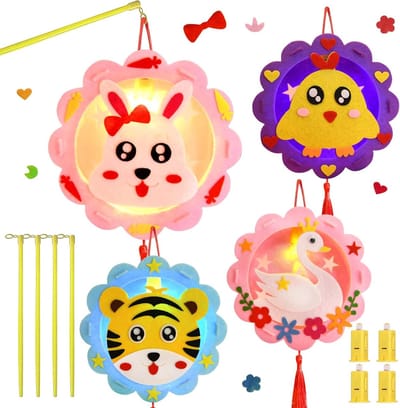 Creatieve set voor het maken van 4 lampionnen voor kinderen, ideaal voor Sint Maarten, knutselen en feestelijke verlichting